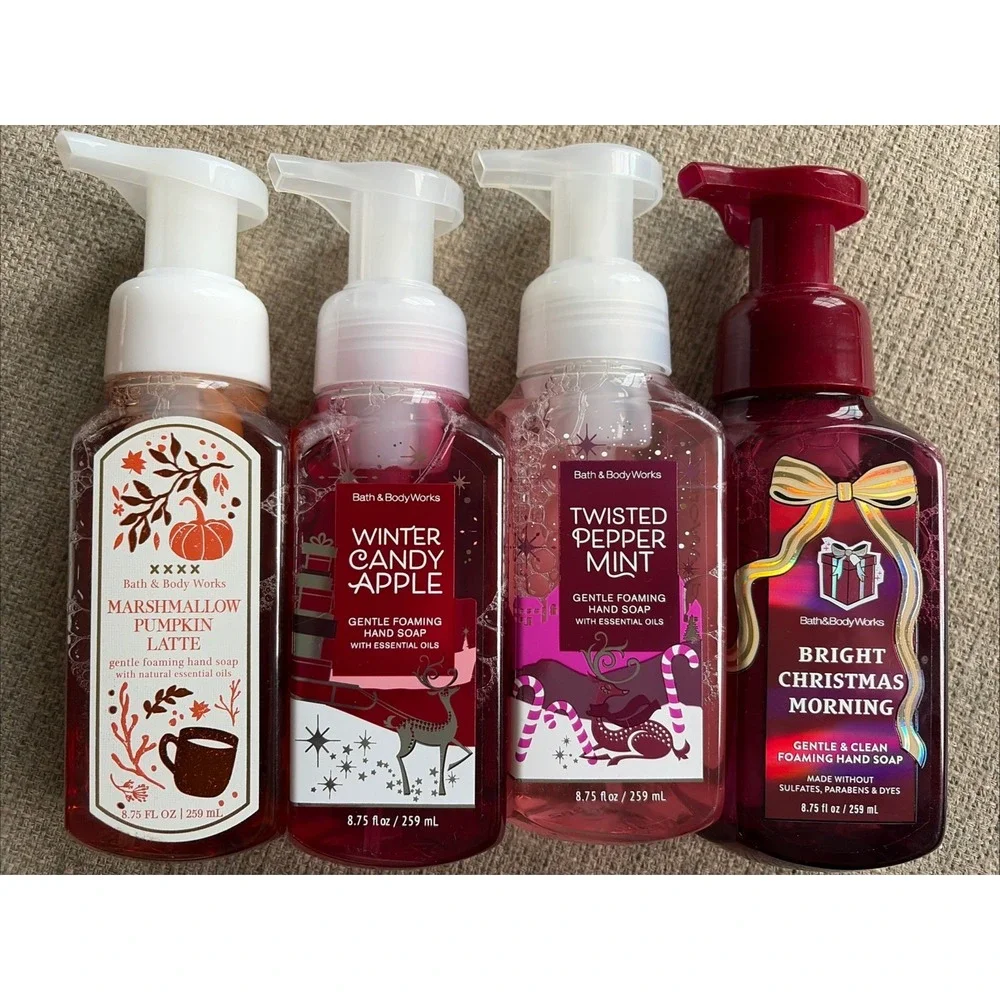 4 Pack CHRISTMAS Apple Pumpkin Latte Foaming Hand Soap 8.75 oz Bath & Body Works